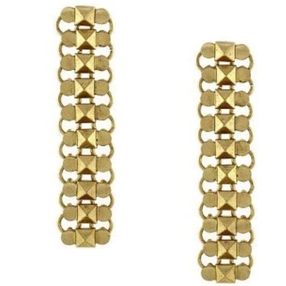 💞Price Drop💞 NWT BCBG WOMENS Bcbgeneration Gold Tone Linear Earrings - Picture 1 of 1